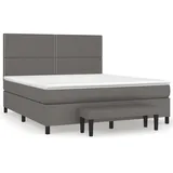 vidaXL Boxspringbett mit Matratze Grau 180x200 cm Kunstleder1466405
