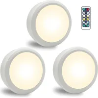 3er Set LED Spots kabellos, batteriebetrieben, warmweiß 3000K, dimmbar, mit Fernbedienung & Touch, magnetisch oder klebend, Timerfunktion