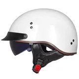 Halbschalenhelm Jet-Helm Helm mit ECE-Zertifizierung Rollerhelm Cruiser Chopper Skateboardhelm Antikollisionshelm Motorradhalbhelm mit Visier für Damen und Herren Erwachsene K,L