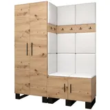 ABIKS MÖBEL Garderoben-Set ARTIN Set 2 Garderobe mit gepolsterten Paneelen, Industriell Design