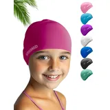 KIDVERSE Badekappe Kinder wasserdicht - Schwimmhaube Kinder mit Anti-Rutsch-Noppen - Badekappen für Schwimmer mit UV Schutz - Schwimmhaube Mädchen - Reißfeste Badehauben in verschiedenen Größen