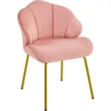 Yaheetech Esszimmerstuhl Loungesessel in Muschelform (1 St), Schreibtischstuhl Ohrensessel Polsterstuhl mit Metallbeinen rosa