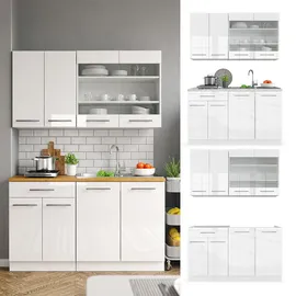 Vicco Küchenzeile Fame-Line 140 cm Weiß Hochglanz