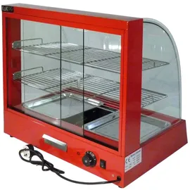 MONSTER SHOP KuKoo Aufsatzvitrine Heiße Theke Warmhaltevitrine Vitrine Warmhaltetheke Warmhaltevitrine Heißtheke Wärmevitrine Speisevitrine Rot 60cm 1200W - Rot