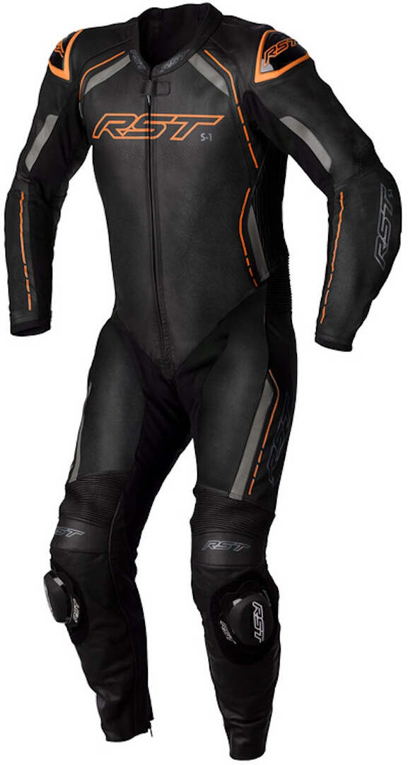 RST S1 1-delig motorfiets lederen pak, zwart-grijs-oranje, L