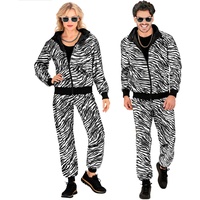 WIDMANN MILANO PARTY FASHION - Kostüm Trainingsanzug, Tiermuster Zebra, silbermetallic, Animal Print, 80er Jahre Outfit, Jogginganzug, Bad Taste Outfit, Faschingskostüme