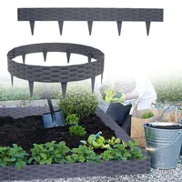 JOIEYOU Rasenkante Kunststoff Beetumrandungen Beetumrandung DIY Rattan-Optik Gartenpalisade für Dekoration Gartenzaun Gemüsegarten Rasen (5M, 5 Stücke Grau)