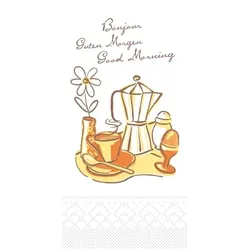 Mank Serviette Tissue Day, 33 x 33 cm, 1/8 Falz, 100 Stück - Frühstück Kaffee Kakao Tee