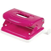 IDENA Locher Metall, Anschlagschiene mit Formatanzeige, pink, für 20 Blatt