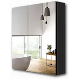 Emke, Spiegelschrank + Badezimmerspiegel, Spiegelschränke 60x65cm Spiegelschrank Badschrank mit Doppelseitiger Spiegel (Schwarz) (60 x 65 cm)