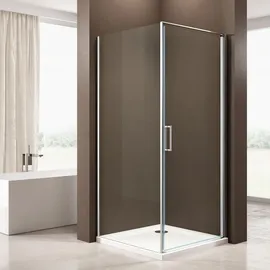 Bernstein Duschabtrennung EX416S-Kombi 6mm ESG-Sicherheitsglas Nano Drehtür Dusche mit Hebe-Senk-Mechanismus, Maße Duschkabine:90x90cm, Duschtasse:Mit Dusc...