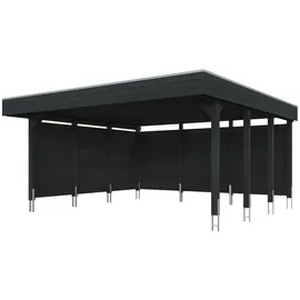 SKANHOLZ Doppelcarport Friesland 5,46 x 5,55 m anthrazit inkl. Seiten- und Rückwand Set C