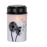 Star Trading LED Grabkerze Dandelion, 12 cm weiß/schwarz Plastik Batterie