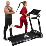 Miweba Sports Laufband HT3000 - 16 km/h - 15 % Steigung - klappbar (Fitnessgerät, Heimtrainer, Treadmill, Trainingsgerät, Speedrunner, 1-tlg., 12 Laufprogramme, Fitshow-App, Pulsmesser, Safety-Key mit Klemme), Fitnessgeräte Sportgeräte für Zuhause elektrisch schwarz