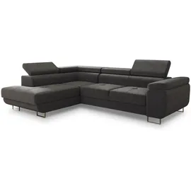 Sofnet Ecksofa Caris Schlaffunktion und einstellbare Kopfstützen, Wohnlandschaft mit Bettkasten, Couch, Sofa, (Grau (Kronos 22),