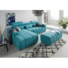 DOMO collection Ecksofa DOMO COLLECTION "Brandon große Ausführung B/T/H: 289/177/80 cm, auch in Leder und Cord", blau (türkis), B:289cm H:80cm T:175cm, Luxus-Microfaser in Antikleder-Optik (100% Polyester);Luxus-Microfaser (100% Polyester);Kunstleder SOFTLUX, Sofas,