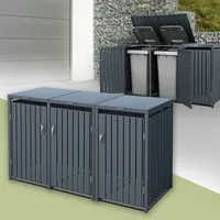 ML-Design Mülltonnenbox für 3 Tonnen, 240L, 200x80x116,3 cm, Anthrazit, Stahl, wetterfest, Abschließbare Mülltonnenverkleidung mit Klappdeckel/3 Türen, Müllbox Mülltonnecontainer Mülltonnenabdeckung