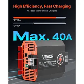 Vevor 12 V 40 A DC/DC-Batterieladegerät, 500 W, für Blei-Säure-, Lithium-, AGM-, GEL- und Nassbatterien, intelligentes mehrstufiges Laden, für ...