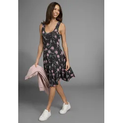 Sommerkleid LAURA SCOTT, Damen, Gr. 44, N-Gr, schwarz (schwarz, geblümt), Jersey, Obermaterial: 95% Viskose, 5% Elasthan, geblümt, feminin, figurumspielend kniefrei, tiefer Rundhals, ohne Ärmel, Kleider, figurbetonte Passform, femininer Stil, aus Viskosemischung