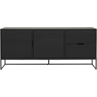 Sideboard Lipp, Schwarz, Esche, Holzwerkstoff, furniert, 2 Fächer, 2 Schubladen, 176x76x40 cm, Typenauswahl, Beimöbel erhältlich, Wohnzimmer, Kommoden & Sideboards, Sideboards