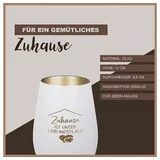 der-porzellan-laden Windlicht Zuhause ist unser Lieblingsplatz Glas Weiß/Gold