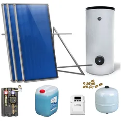 Solaranlage Solarpaket 3 Kollektoren Speicher Flachdach Flachkollektor Speicher