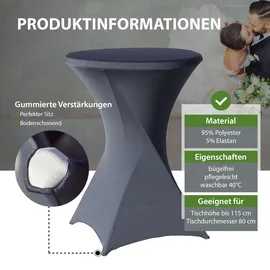 Trutzholm Set Stehtisch klappbar Ø 80 cm Anthrazit & Husse waschbar bügelfrei in Anthrazit