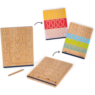 Small Foot Company small foot Schreibtafel-Set „Educate“ aus Holz, Schreiben Lernen mit Schwungübungen, für Kinder ab 5 Jahren, 12560