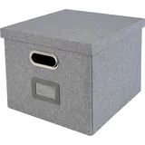 HMF Aufbewahrungsbox mit Deckel DIN A4 Hängeregister passend für Kallax Regal, Grau