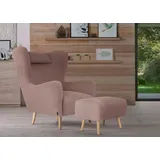 Home Affaire Sessel Telford auch in Fellimitat, Sessel B/T/H: 77/92/106 cm, wahlweise mit und ohne Hocker, in vielen Bezugsqualitäten, Ohrensessel rosa