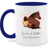 Tasse Tassen 325ml - Pferd - Pferdemädchen Namen - Pferde Mädchen Geschenk - 325 ml - Dunkelblau - mensch pferdemotiv und reiterin für cup personalisierte mamen reiter einem name teetasse