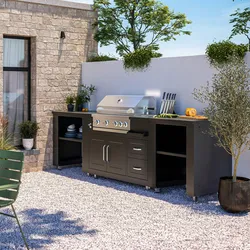 Oviala Business 3 Elements Outdoor-Küche mit schwarzem Grill