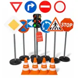 alldoro gmbh alldoro 60230 XXL-Verkehrsset mit Ampel, 10 Verkehrsschildern (75 cm) Hoch, 21 Teile)