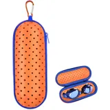 DIELOVEHUA Schwimmbrille Etui, Hardcase mit Karabiner und Ablaufloch, Unisex, Orange