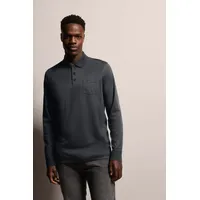 Bugatti Langarm-Poloshirt mit feiner zweifarbiger Strukturoptik Gr. XXL, dunkelgrau, , 55214322-XXL