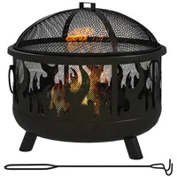 Outsunny Feuerschale,, Schwarz, Metall, 61x55x61 cm, Freizeit, Campingzubehör, Feuerschalen