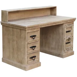 SIT Möbel Schreibtisch mit 1 Tür, 3 Schubladen | Mango-Holz natur | B 132 x T 65 x H 90 cm | 14507-01 | Serie DAIPUR