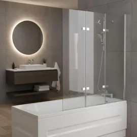 MuCoLa Duschabtrennung Badewannen Badewannenaufsatz ESG Glas Duschtrennwand Badewannenfaltwand Duschwand - 140x130cm