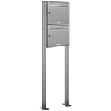 AL Briefkastensysteme 2er V2A Edelstahl Standbriefkasten Anlage Freistehend