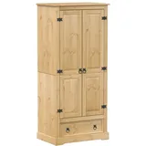 vidaXL Kleiderschrank, Garderobenschrank mit Metallgriff Schublade, Holzschrank Schrank für Schlafzimmer, Drehtürenschrank, Massivholz Kiefer