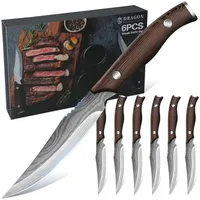 luxuskollektion Premium Steakmesser Set 6 teilig Holzgriff Geschenkbox Grillbesteck