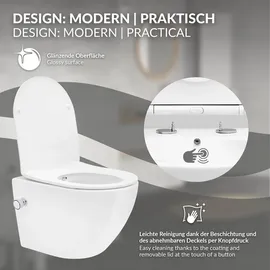 luxebath Spülrandloses Dusch-WC mit WC-Sitz Weiß
