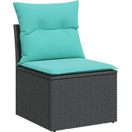 vidaXL 7-teiliges Gartensofa-Set mit Kissen, schwarzes Polyrattan - Schwarz