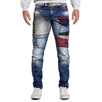 Cipo & Baxx 5-Pocket-Jeans Biker Hose BA-CD574 mit farblich abgesetzten Bereichen blau 36