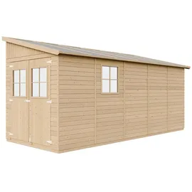 TIMBELA Anbau-Gartenhaus 4,93 x 2,03 m Beige