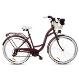 Goetze Mood Damenfahrrad Retro Vintage Holland Citybike, 28 Zoll Alu Räder, 7 Gang Schaltwerk, Tiefeinstieger, Korb mit Polsterung Gratis!