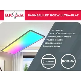 B.K.Licht LED Panel dimmbar flach Deckenleuchte 58x20cm Lampe, RGB+W Farbwechsel 22W schwarz