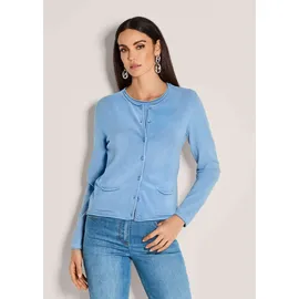 Madeleine Twinset Basic Strickjacke mit Halbarmpullover Blau 48