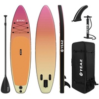 YEAZ Inflatable SUP-Board PARADISE BEACH - EXOTRACE - SET sup board und kit, Inflatable SUP Board, (Set), inkl. Zubehör wie Paddel, Handpumpe und Rucksack orange