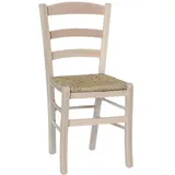 okaffarefatto Landhaus-Esszimmerstuhl aus Holz zum Bemalen mit Strohsitz